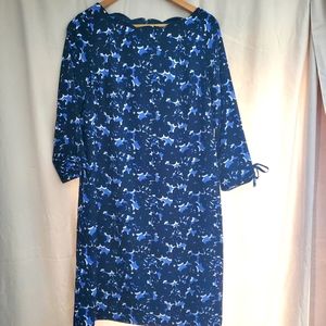 Talbots Navy Blue Patterned Shift Dress